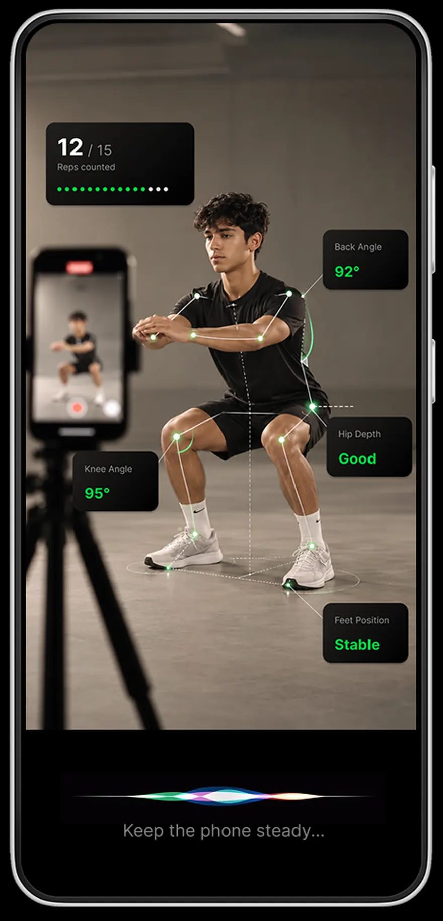 GLENS Fitness: Live squat tracking with reps, angles, and form cues